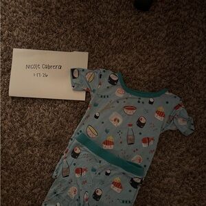 Blue Sushi Print short set